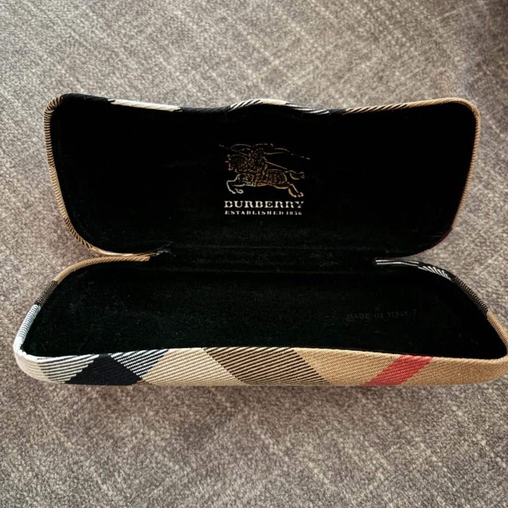Burberry Checkered Eyeglass Case in Black, Tan, and Red